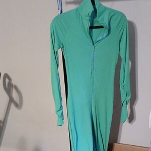 Green Long Sleeve Zip-Up Bodysuit